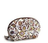 Vera Bradley Women's Cotton Mini Dome Cosmetic Makeup Bag, Marrakesh Vines Cream, One Size