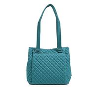 Vera Bradley Women's Cotton Multi-Compartment Shoulder Satchel Purse, Forever Green - Recycled Cotton, One Size
