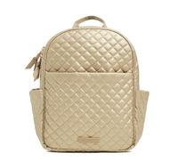 Vera Bradley Women's Cotton Small Backpack Bookbag, Champagne Gold Pearl, One Size