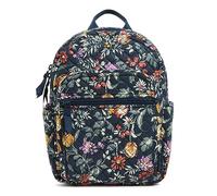 Vera Bradley Women's Cotton Small Backpack Bookbag, Fresh-Cut Floral Green, One Size