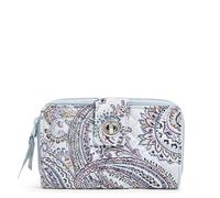 Vera Bradley Women's Cotton Turnlock Wallet with RFID Protection, Soft Sky Paisley, One Size