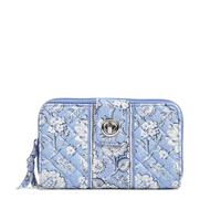 Vera Bradley Women's Cotton Turnlock Wallet with RFID Protection, Sweet Garden Blue, One Size