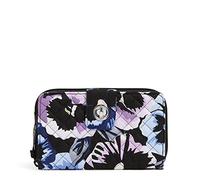Vera Bradley Women's Cotton Turnlock with RFID Protection Wallet, Plum Pansies - Recycled Cotton, One Size