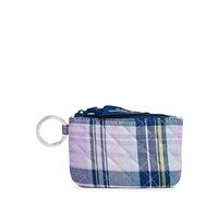 Vera Bradley Women's Cotton Zip ID Case Wallet, Amethyst Plaid - Recycled Cotton, One Size