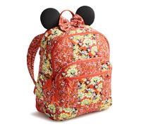 Vera Bradley Women's Disney Premium Cotton Bancroft Backpack - 15" Laptop Sleeve - Mickey and Minnie Petal Springs, 24L
