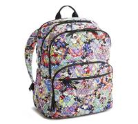 Vera Bradley Women's Disney Premium Cotton Large Bancroft Backpack - 15" Laptop Sleeve - Mickey and Minnie Petal Multi, 28L