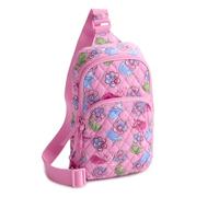 Vera Bradley Women's Disney Premium Cotton Lorman Sling Backpack - Crossbody Purse for Travel - Aurora Pink Swirls Fairies