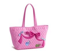 Vera Bradley Women's Disney Premium Cotton Small Hathaway Tote Bag - Quilted Reversible Shoulder Purse - Aurora Pink Bows