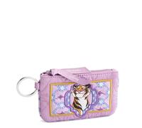 Vera Bradley Women's Disney Premium Cotton Zip ID Case - Small Wallet & Credit Card Holder - Jasmine Medallion Smoky Grape