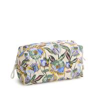 Vera Bradley Women's Featherweight Large Cosmetic Bag - Makeup Organizer & Travel Toiletry Storage, Gardenia Garden, One Size, Featherweight Large Cosmetic Bag