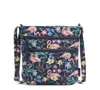 Vera Bradley Women's Iconic Triple Zip Hipster, Signature Cotton Crossbody Purse, Flamingo Garden, One Size