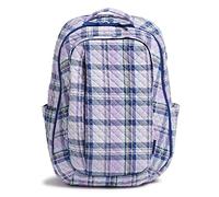 Vera Bradley Women's Large Backpack Travel Bag, Amethyst Plaid-Recycled Cotton, One Size
