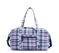 Vera Bradley Women's Large Travel Duffle Bag, Amethyst Plaid-Recycled Cotton, One Size