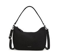Vera Bradley Women's Microfiber Frannie Crescent Crossbody Purse, Classic Black, One Size