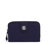 Vera Bradley Womens Microfiber Turnlock Wallet with RFID Protection Blue Size: One Size