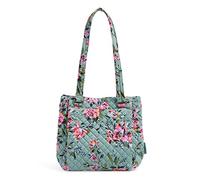 Vera Bradley Women's Multi-Compartment Shoulder Satchel Purse Handbag, Rosy Outlook-Recycled Cotton, One Size