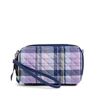 Vera Bradley Women's One Crossbody Purse with RFID Protection, Amethyst Plaid-Recycled Cotton, Size