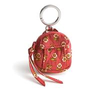 Vera Bradley Women's Original Backpack Bag Charm, Cotton Gabardine Key Ring, Tiny Poppies, One Size