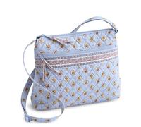 Vera Bradley Women's Original Zip Hipster Crossbody Bag - Blue Leaf | Premium Cotton Quilted Shoulder Purse for Travel & Work
