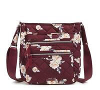 Vera Bradley Women's Performance Twill Triple Zip Hipster Crossbody Purse, Blooms and Branches, One Size