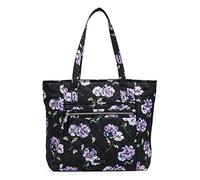 Vera Bradley Women's Performance Twill Vera Tote Bag Handbag, Floating Plum Pansies, One Size