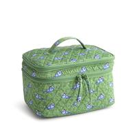 Vera Bradley Women's Premium Cotton Brush Up Cosmetic Case, Green Birds, One Size