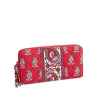 Vera Bradley Women's Premium Cotton Continental Wallet, Flowering Paisley Goji Berry, One Size