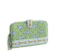 Vera Bradley Women's Premium Cotton Large Tab Wallet, Green Birds, One Size