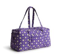 Vera Bradley Women's Premium Cotton Large Travel Duffel Bag, Purple and Gold Bandana Paisley, One Size