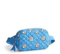 Vera Bradley Women's Premium Cotton Mini Belt Bag, Blue and Silver Bandana Paisley, 7 inches (W) x 4 inches (H) x 1 inch (D)