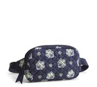 Vera Bradley Women's Premium Cotton Mini Belt Bag Messenger, Paisley Bandana Navy and Neon Green, 7 inches Wide, 4 inches high, 1 inch deep