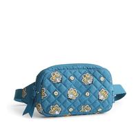 Vera Bradley Women's Premium Cotton Mini Belt Bag, Teal and Gold Bandana Paisley, 7 inches (W) x 4 inches (H) x 1 inch (D)