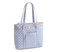 Vera Bradley Women's Premium Cotton Original Vera Tote Bag - Blue Leaf | Quilted Shoulder Purse with Zipper for Travel & Work
