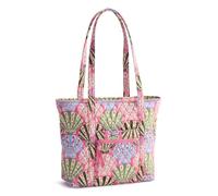 Vera Bradley Women's Premium Cotton Small Original Vera Tote Bag - Quilted Shoulder Purse with Zipper, Cottage Shells, S