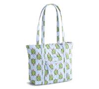 Vera Bradley Women's Premium Cotton Small Original Vera Tote Bag - Quilted Shoulder Purse with Zipper, Slow Dance, S