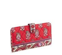 Vera Bradley Women's Premium Cotton Tab Wallet, Flowering Paisley Goji Berry, One Size