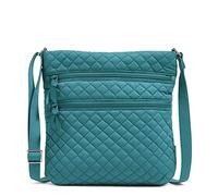 Vera Bradley Women's Signature Cotton Triple Zip Hipster Crossbody Purse, Forever Green - Recycled Cotton, One Size