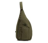 Vera Bradley Women's Sling Backpack Bookbag, Climbing Ivy Green-Recycled Cotton, One Size