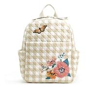 Vera Bradley Women's Small Backpack Bookbag, Peach Blossom Picnic-Recycled Cotton, One Size
