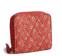 Vera Bradley Women's Small Zip-Around Wallet, Cotton Gabardine, Tiny Poppies, One Size