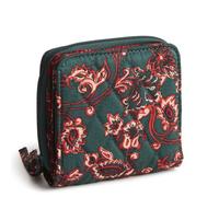 Vera Bradley Women's Small Zip-Around Wallet, Cotton Gabardine, Victorian Vines, One Size