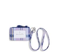 Vera Bradley Women's Zip Id Case and Lanyard Combo, Amethyst Plaid-Recycled Cotton, One Size