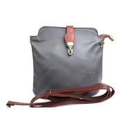 Vera Pelle Leather Crossbody Bag - Handmade Italian Leather Bag - Elegant Women's Handbag (Dark Grey)