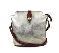 Vera Pelle Leather Crossbody Bag - Handmade Italian Leather Bag - Elegant Women's Handbag (Gold)