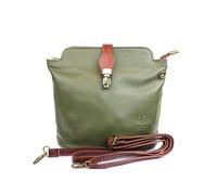 Vera Pelle Leather Crossbody Bag - Handmade Italian Leather Bag - Elegant Women's Handbag (Olive)