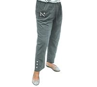 Vera Tucci Caprice - Long Version Womens Capri Trouser Elastic Waist Direct (T5 UK 16-18, Army)