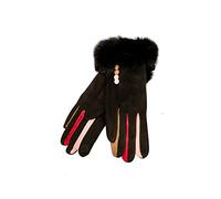 Vera Tucci Felicity -G08 - Faux Fur Trim Cuff Multi Colour Finger Ladies Gloves (BLACK, SMALL)