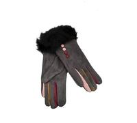 Vera Tucci Felicity -G08 - Faux Fur Trim Cuff Multi Colour Finger Ladies Gloves (DARK GREY, SMALL)
