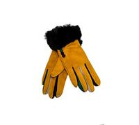 Vera Tucci Felicity -G08 - Faux Fur Trim Cuff Multi Colour Finger Ladies Gloves (TAN, LARGE)