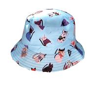 Vera Tucci Funky Print Patterned Summer Bucket Hats Adults Men's Women's Hat One Size SS23 (Blue Cats 08/31)